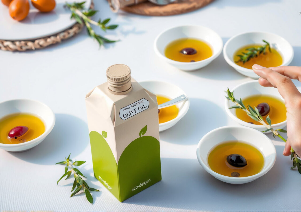 Olive oil bottle made of paper.