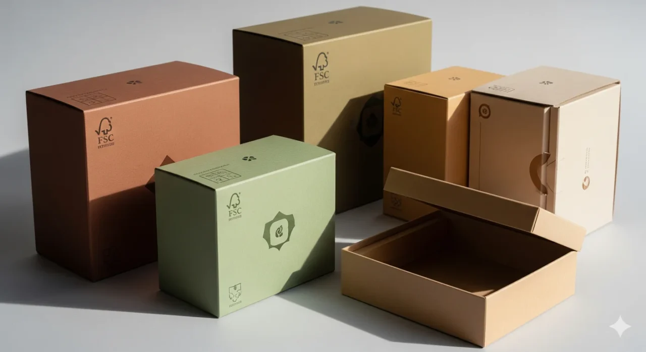 Sustainable custom packaging boxes made from FSC certified materials for eco-friendly businesses